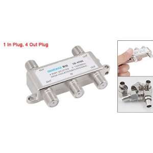   Silver Tone 4 Way Connector CATV Directional Splitter Electronics