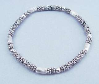 Handcraft Bali silver & Sterling Silver beads stretch Bracelet  