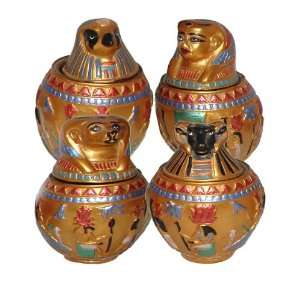   Engraved Ancient Egyptian Canopic Jar Set 
