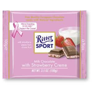 Ritter Sport, Milk Chocolate with Strawberry Crème, 3.5 Ounce Bars 