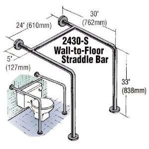   Alloy 304 White 1 1/2inch Wall to Floor Straddle Bar