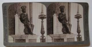 1897 Stereoview Famous Statue St. Peter Rome ITALY  