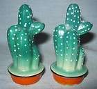 Vintage Green Cactus Salt Pepper Shaker Set Japan