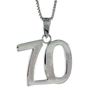  Sterling Silver Digit Number 70 Pendant 3/4 in. (18 mm 