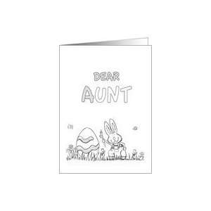  Happy Easter Aunt   coloring   Cute Bunny with Egg Card 