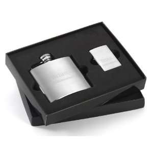 Baby Keepsake: Personalized Brushed Flask and Zippo Lighter 