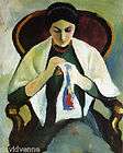 Macke Woman Embroidering 9 x 12 Needlepoint Canvas