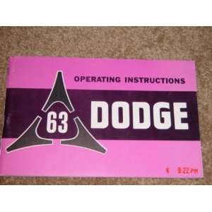  1963 Dodge Factory Original Owners Manual: Automotive