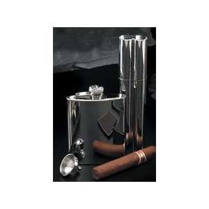  Stainless Steel 7oz Flask with Double Cigar Case: Jewelry