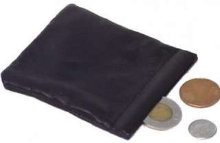 Genuine Lambskin Leather Squeeze Coin Purse BLACK #8029  