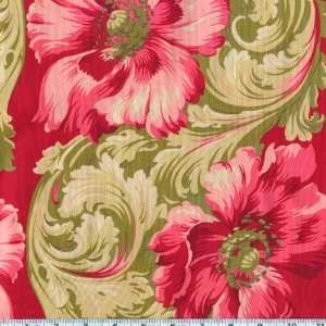  45 Wide Chateaux Rococo Olivia Red Fabric By The Yard 