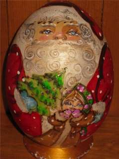 Russian doll Santa Father Christmas Noel Snow Maiden HAND PAINTED EGG 
