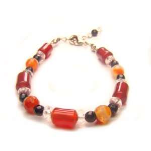   with Onyx Banded Agate and Clear Quartz Findings Bracelet Jewelry