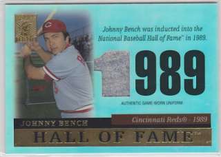 Johnny Bench 2004 Topps Tribute Hall of Fame Game Worn Uniform 