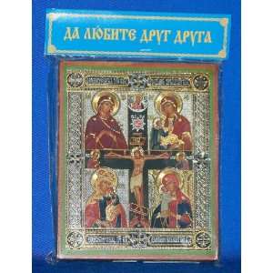  Crucifixion with Icons of the Virgin   wood icon plaque 6 