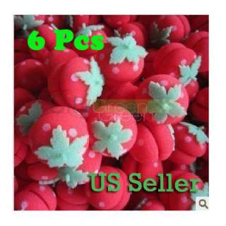   Red Lovely Strawberry Balls Soft Sponge Hair Curler Rollers  