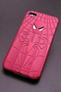 3D Spiderman Aluminium Back Case Cover For iPhone 4 4S + LCD Protector 