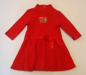 Gymboree Sugar & Spice Baby Girls Red Gingerbread Knit Dress Sz 6 12 