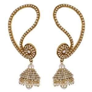  Designer Gold Plated Jhoomka Earring with Pearls 