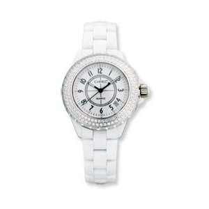  Ladies Chisel White Ceramic Dial with Date Watch: Jewelry