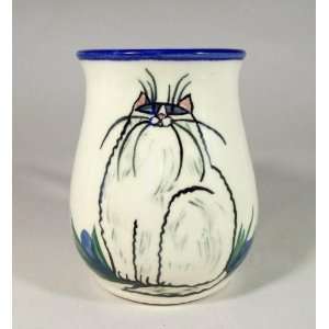   : White Cat Ceramic Mug created by Moonfire Pottery: Kitchen & Dining