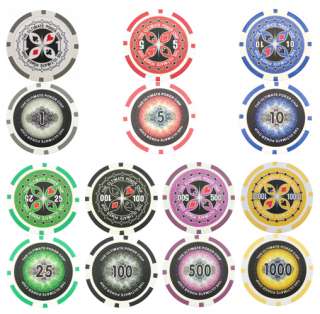 1000 Vegas Poker Chips Set 7 Colors & 14 Designs in One  