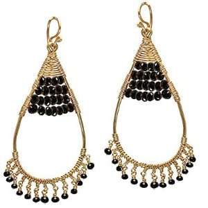    Sterling Silver Earrings Filagree drops with Black Spinel Jewelry