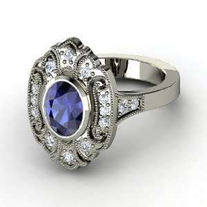  Chamonix Ring, Oval Sapphire 14K White Gold Ring with 