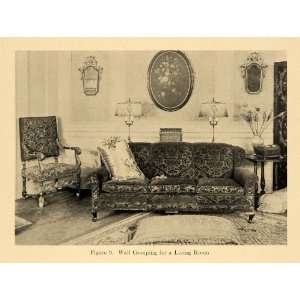  1920 Print Living Room Furniture Couch Sofa Pillow Lamp 