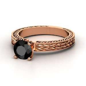  Charlotte Ring, Round Black Diamond 14K Rose Gold Ring 