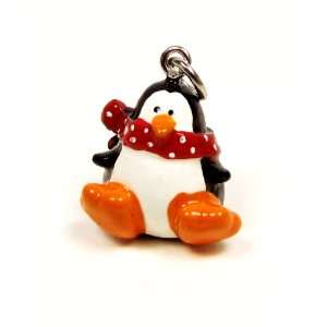   Painted Resin   Penguin with Red Scarf Charm, Qty 1: Everything Else