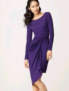   BERRY COLORED SOSIE LONG SLEEVE JERSEY DRESS WITH DRAPE DETAILS
