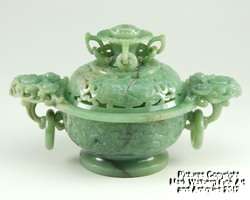 Chinese Mughal Style Celadon Jade Covered Censer, Late 19th / Early 