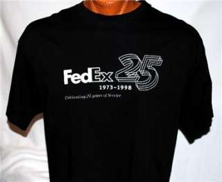 FEDEX T SHIRT CELEBRATING 25 YEARS OF SERVICE 1973   1998 BLACK Sz XL 