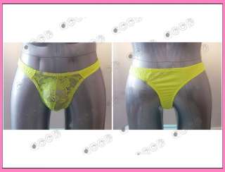 Sexy Men Cup Boxer Brief Underwear G string Yellow 1511  