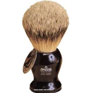  Omega 100% Pure Badger Hair Shaving Brush with Ebony Resin 