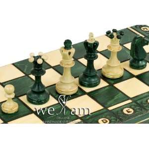    Green Senator Wooden Chess Set   Weighted Chessmen: Toys & Games