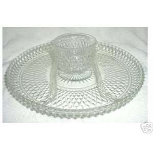  Diamond Point 2 pc. 3 Section Tray & Footed Bowl 