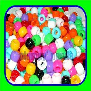 240 assorted mixed bright colors plastic pony beads 9mm  
