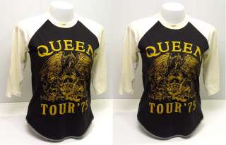 QUEEN Freddie 1975 Tour VTG Rock 3/4 Raglan T Shirt M  