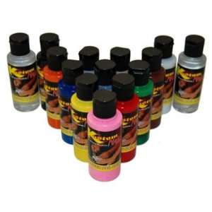   12 NAIL PAINT COLORS 12 Solid Airbrush Nail Paints Kustom Shop: Beauty