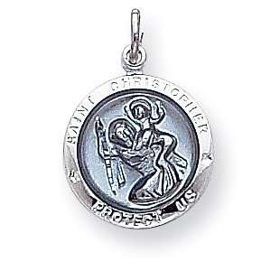  Blue St. Christopher Charm 9/16in   Sterling Silver 