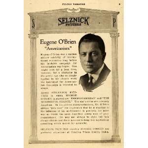  1920 Ad Selznick Eugene OBrien Actor Pictures Stage 