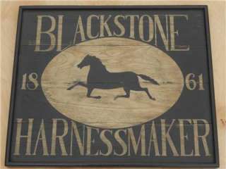 Primitive Wood Harnessmaker Horse Trade Sign Folk Art Large Mantle 