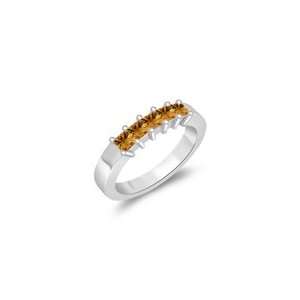 0.30 Cts Citrine Five Stone Wedding Band in 14K White Gold 