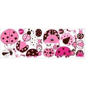  Lady Bugs Wall Stickers in Pink and Brown