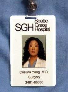 Greys Anatomy ID Card Christina Yang Surgery M.D SGH  