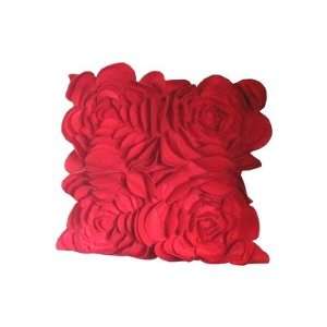  Rose Petals Pillow with Felt Flower in Red
