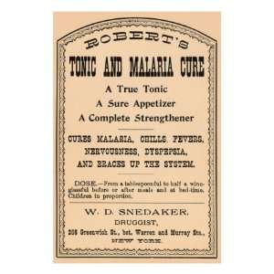  Roberts Tonic And Malaria Cure Premium Poster Print 