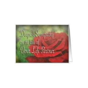 Red Rose ~ Sympathy for Life Partner Card
